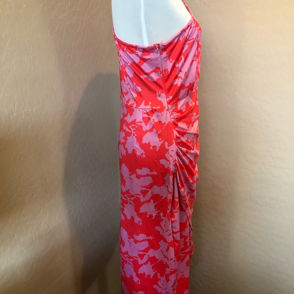 Amazon Beautisun One Shoulder Floral Print Ruched Midi Dress. Size L - Picture 3 of 10